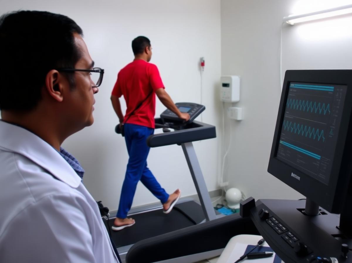 Treadmill stress test in a cardiology clinic