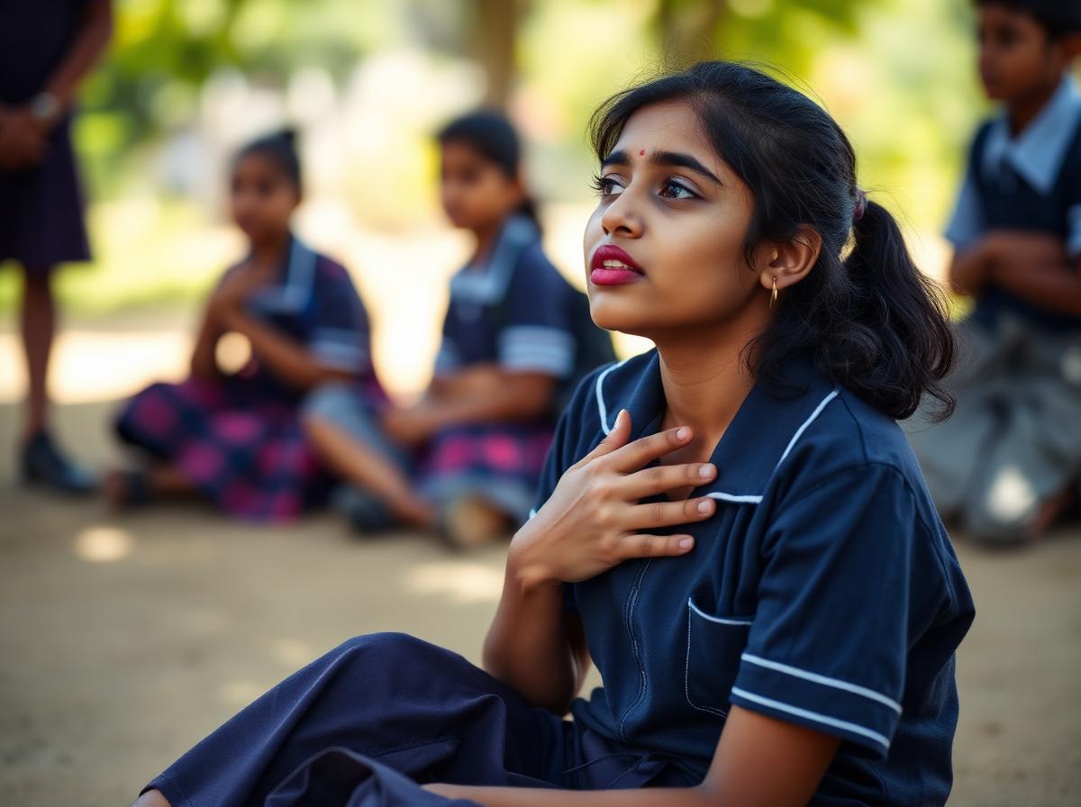 Young girl breathless after gentle play