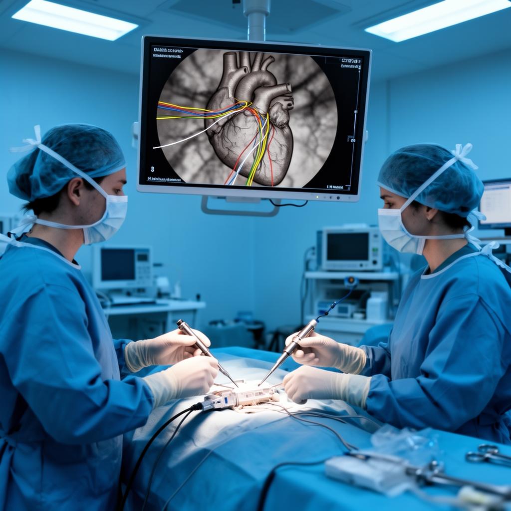 Cathlab team implanting CRT device with fluoroscopy guidance