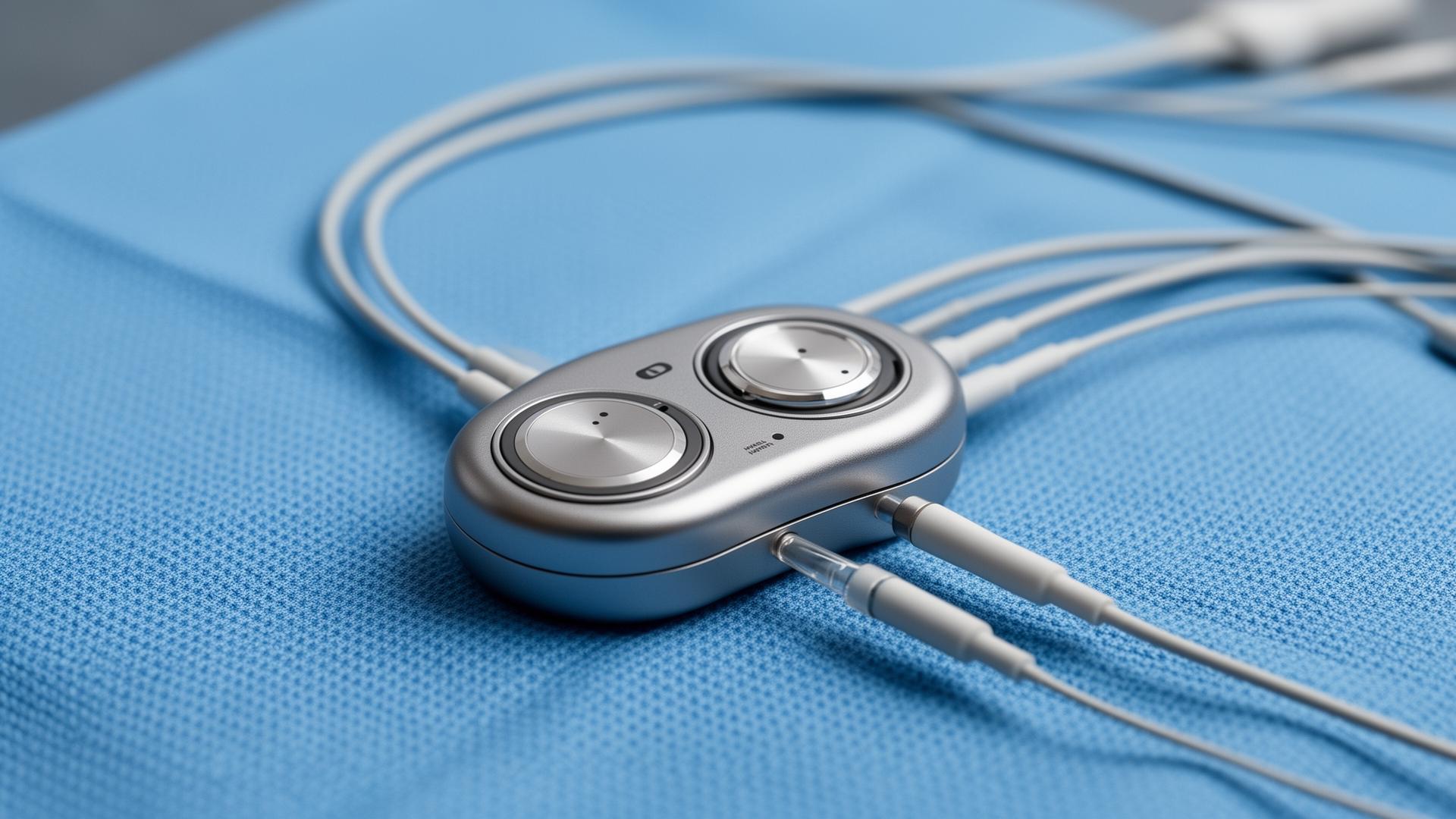 Modern dual-chamber pacemaker device with leads